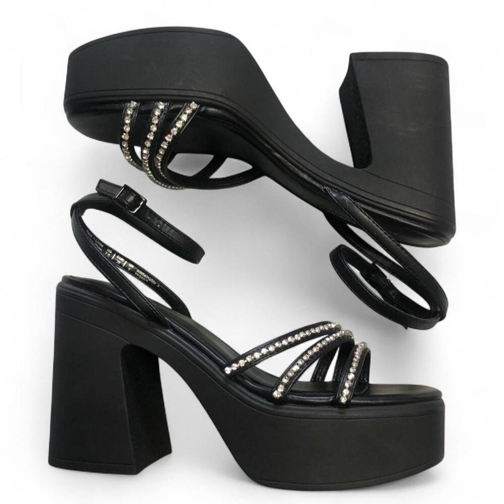 Rhinestone Black Platform Heels - Picture 6 of 7